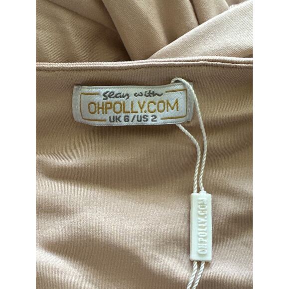 Sean with Ohpolly.com NWOT Wide Leg Jumpsuit 2 Tan Ruched Low Cut City Chic - Picture 9 of 14